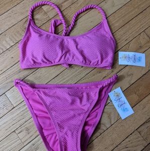 NWT Sugar Beach Pink Glitter Bikini